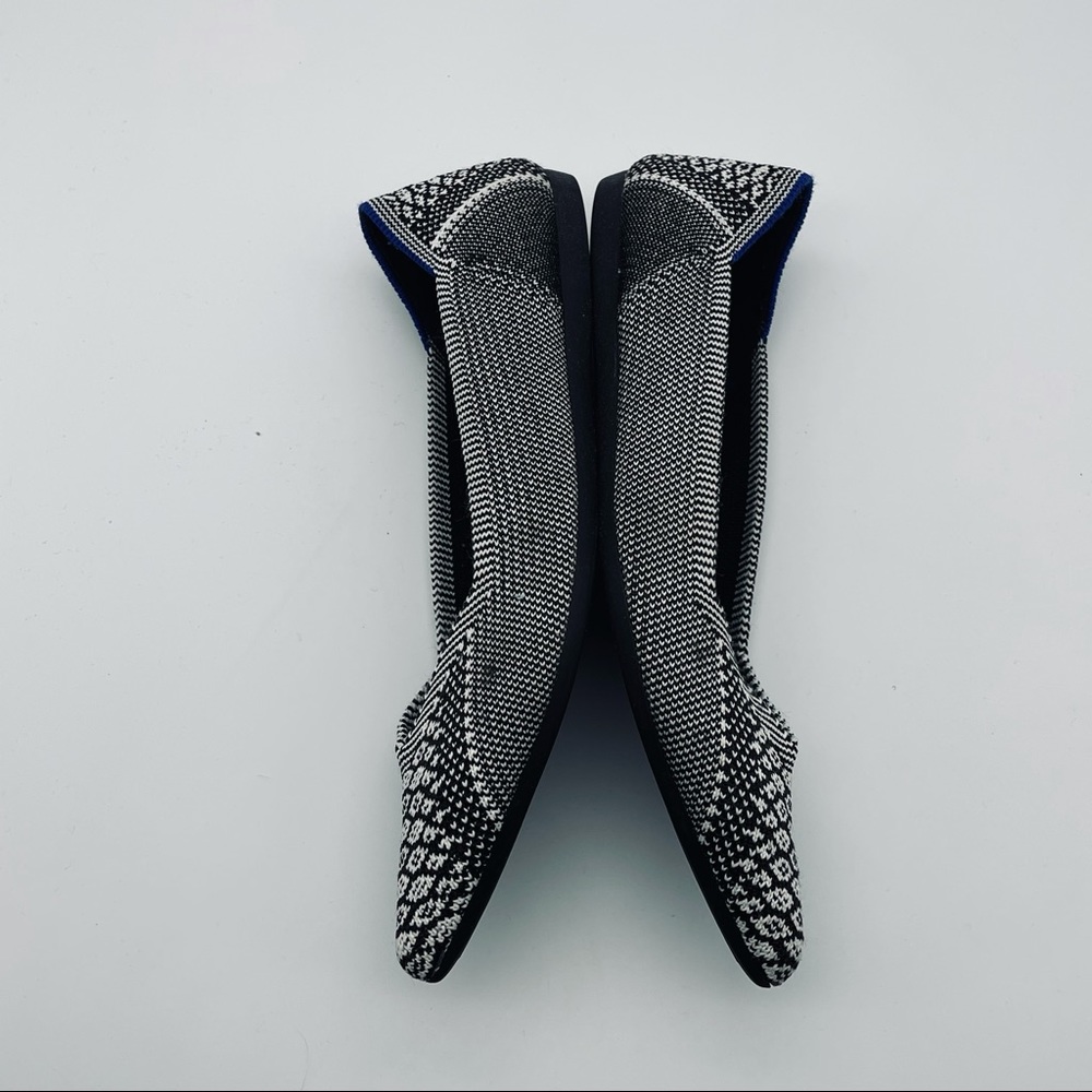 ROTHY’S The Point Pointed Flats Black White Python W7 Size 7 - Picture 12 of 12